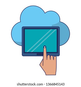 Cloud computing technology blue lines