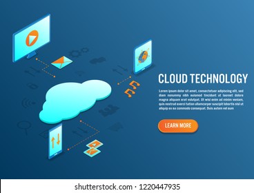 Cloud computing technology concept in isometric vector design

