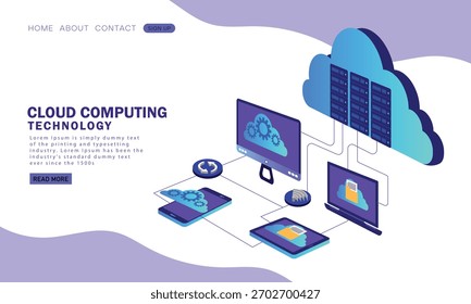 Cloud computing technology concept landing page design