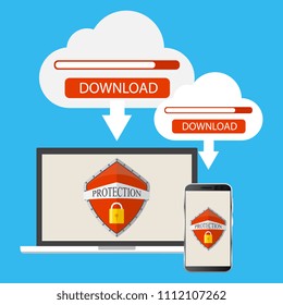 Cloud computing technology concept. Network configuration. Vector illustration