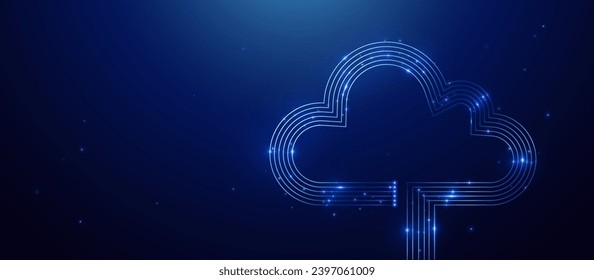 Cloud computing technology. Data center concept Abstract lines  futuristic digital high-technology background. Banner Vector