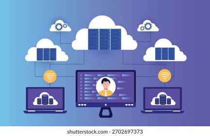 Cloud computing technology Data storage concept