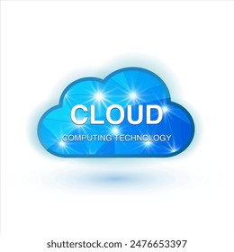 Cloud Computing Technology with Glowing Motion Network Background Concept. Vector Illustration.