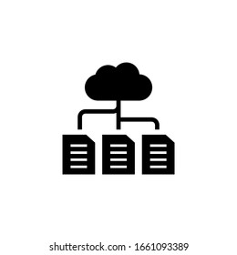 Cloud computing technology icon in black solid flat design icon isolated on white background