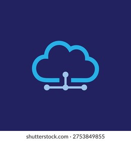 Cloud computing technology icon with digital connection nodes, modern network and data storage concept illustration.