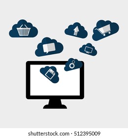 Cloud computing technology icon vector illustration graphic design