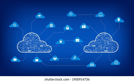 Cloud computing technology with icons on blue background vector illustration
