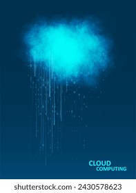 Cloud computing technology internet concept. Abstract virtual digital stream. Storage cloud structure. Big data transfer concepts in internet. Graphic concept for your design.