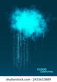 Cloud computing technology internet concept. Abstract virtual digital stream. Storage cloud structure. Big data transfer concepts in internet. Graphic concept for your design.