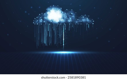 Cloud computing technology internet concept. Abstract virtual digital stream. Storage cloud structure. Big data transfer concepts in internet. Graphic concept for your design.