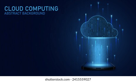 Cloud Computing technology Internet and cyber technology concept. Abstract cloud connection technology on a blue color background. Cloud Computing network with internet icons. Vector and Illustration