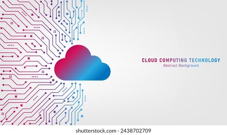 Cloud Computing technology Internet and cyber technology concept. Abstract cloud connection technology on a blue color background. Cloud Computing network with internet icons. Vector and Illustration.