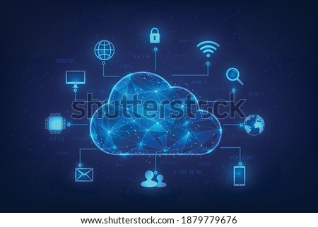 Cloud Computing technology internet on blue background. Low poly big data online concepts. modern business technology. vector illustration modern design.