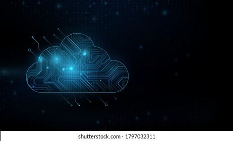 Cloud computing technology internet storage concept with circuit board. Internet data services. Vector illustration