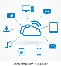 Cloud computing technology scheme vector illustration with icons