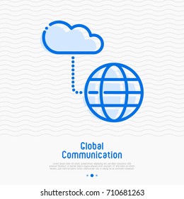 Cloud computing technology thin line icon. Global communication. Vector illustration.
