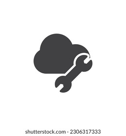 Cloud computing technology vector icon. filled flat sign for mobile concept and web design. Cloud and wrench glyph icon. Symbol, logo illustration. Vector graphics