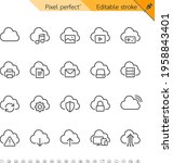 Cloud computing thin icons. Pixel perfect. Editable stroke.