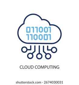 Cloud computing thin line vector icons.