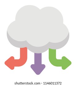 Cloud computing with three arrows that indicating cloud network sharing