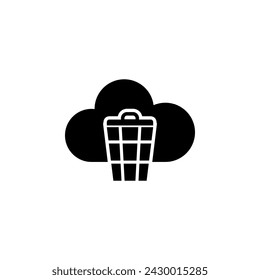 Cloud Computing Trash Bin flat vector icon. Simple solid symbol isolated on white background