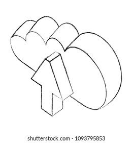 cloud computing upload arrow data isometric