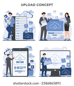 cloud computing upload concept data transfer online storage digital connectivity video image file