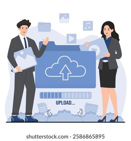 cloud computing upload concept data transfer online storage digital connectivity video image file