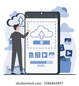cloud computing upload concept data transfer online storage digital connectivity video image file