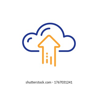 Cloud computing upload line icon. Internet data storage sign. File hosting technology symbol. Colorful thin line outline concept. Linear style cloud upload icon. Editable stroke. Vector
