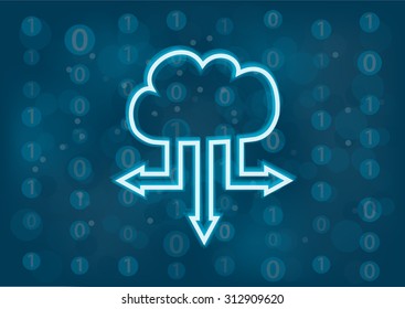 Cloud computing vector background. Concept of data transfer from the cloud. Generic digital background.