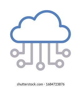 Cloud Computing Vector Color Line Icon 