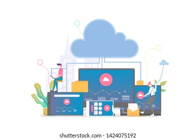 Cloud Computing Vector Concept Illustration, Suitable for web landing page, ui, mobile app, editorial design, flyer, banner, and other related occasion - Shutterstock ID 1424075192