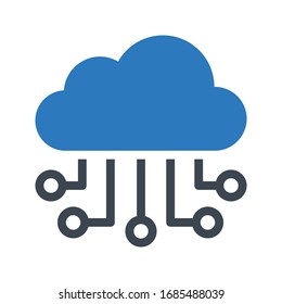 Cloud Computing Vector Glyph Color Icon 