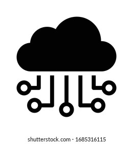 cloud computing vector glyph flat icon 