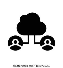 cloud computing vector glyph flat icon 