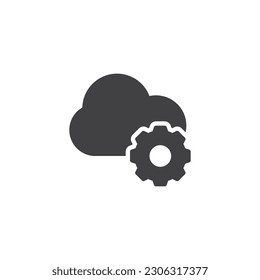 Cloud computing vector icon. Cloud and gear filled flat sign for mobile concept and web design. Data storage settings glyph icon. Symbol, logo illustration. Vector graphics