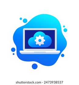 cloud computing vector icon with a laptop