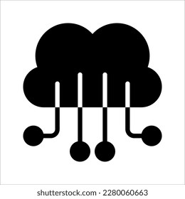Cloud computing vector icon in linear, outline icon vector illustration on white background