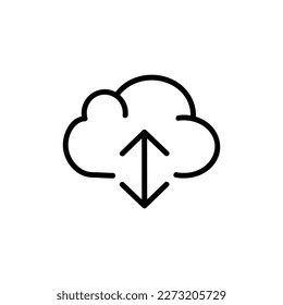 Cloud Computing Vector Icon, Outline style, isolated on white Background.