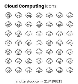 Cloud computing vector icon set