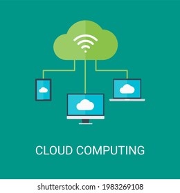 Cloud computing vector illustration background in flat style. Suitable for web banners, social media, postcard, presentation and many more.