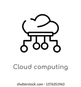 cloud computing vector line icon. Simple element illustration. cloud computing outline icon from artificial intelligence concept. Can be used for web and mobile