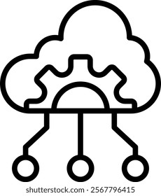 Cloud Computing Vector Lineal Icon On White Background.