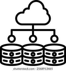 Cloud Computing Vector Lineal Icon On White Background.