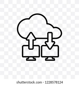Cloud computing vector linear icon isolated on transparent background, Cloud computing transparency concept can be used for web and mobile