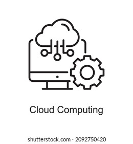 Cloud Computing vector Outline Icon Design illustration. Digitalization and Industry Symbol on White background EPS 10 File