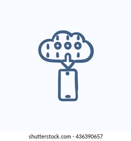 Cloud computing vector sketch icon isolated on background. Hand drawn Cloud computing icon. Cloud computing sketch icon for infographic, website or app.
