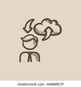 Cloud computing vector sketch icon isolated on background. Hand drawn Cloud computing icon. Cloud computing sketch icon for infographic, website or app.