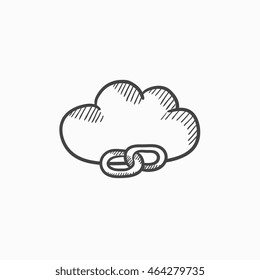 Cloud computing vector sketch icon isolated on background. Hand drawn Cloud computing icon. Cloud computing sketch icon for infographic, website or app.